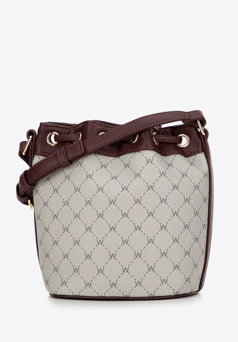 Wittchen Damen-Beuteltasche aus Öko-Leder mit Monogramm in Grau und Burgunderrot - Image 2