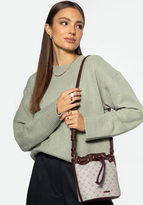 Wittchen Damen-Beuteltasche aus Öko-Leder mit Monogramm in Grau und Burgunderrot - Image 5