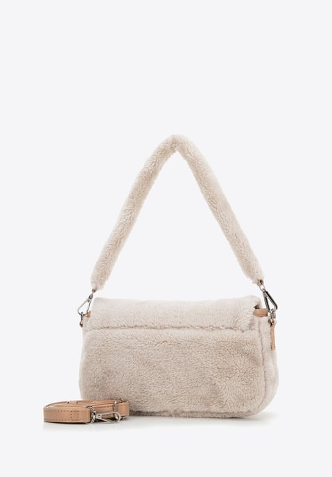 Wittchen Damen-Umhängetasche mit Fellbesatz, Creme, cremefarbenes Polyester - Image 2