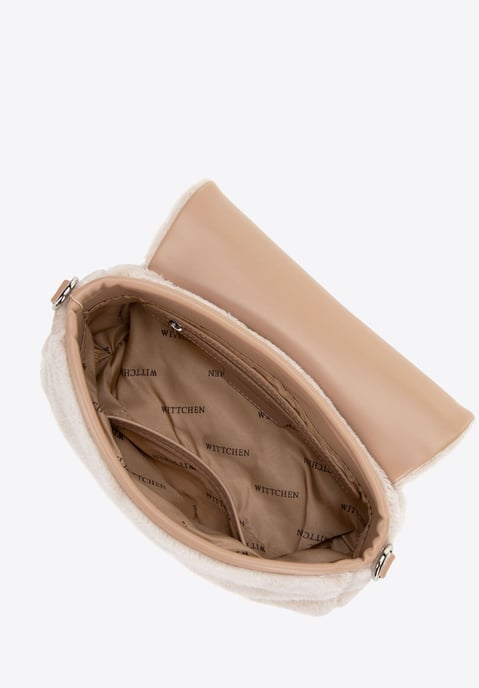 Wittchen Damen-Umhängetasche mit Fellbesatz, Creme, cremefarbenes Polyester - Image 3