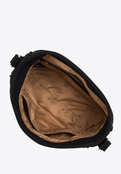 Wittchen Damen-Umhängetasche mit Kunstfell, schwarzes Leder - Image 2