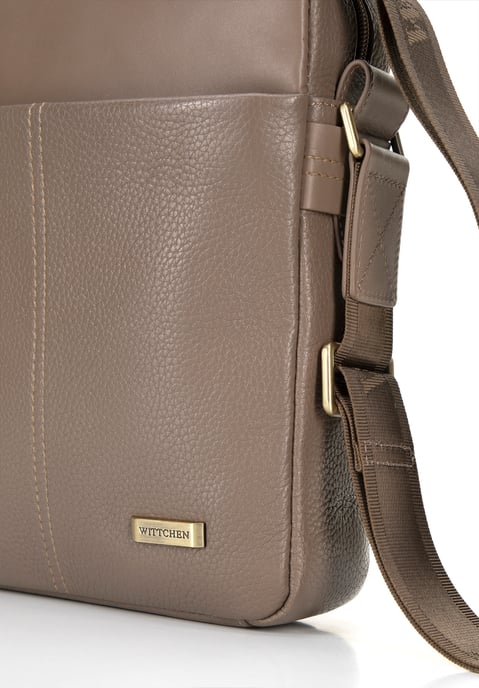 Wittchen Herren-Umhängetasche aus Leder mit zwei Texturen in Taupe, Naturleder - Image 5