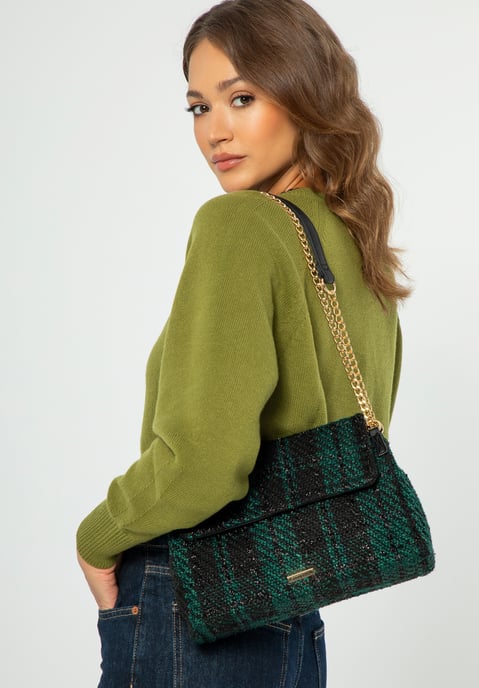 Wittchen Damen Bouclé Messenger Bag aus schwarzem und grünem Polyester - Image 5
