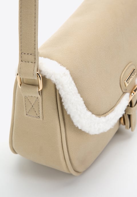 Wittchen Damen-Umhängetasche mit Kunstfell, Grau-Beige, Öko-Leder - Image 3