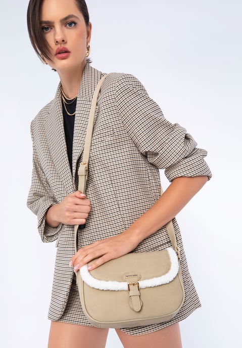 Wittchen Damen-Umhängetasche mit Kunstfell, Grau-Beige, Öko-Leder - Image 4