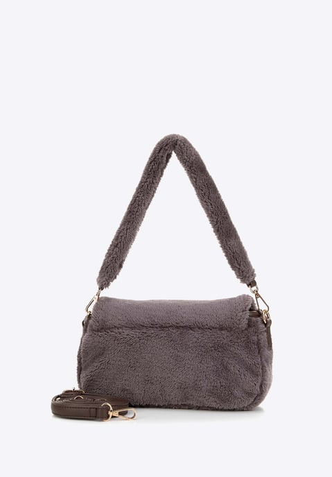 Wittchen Damen-Umhängetasche mit Fellbesatz, taupe, Polyester - Image 1