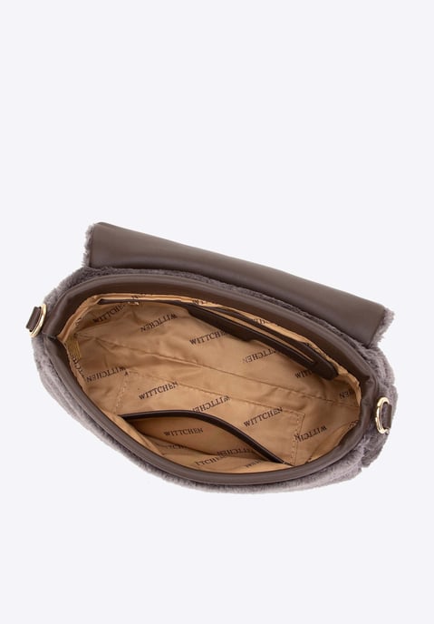 Wittchen Damen-Umhängetasche mit Fellbesatz, taupe, Polyester - Image 2