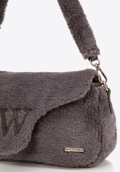 Wittchen Damen-Umhängetasche mit Fellbesatz, taupe, Polyester - Image 3