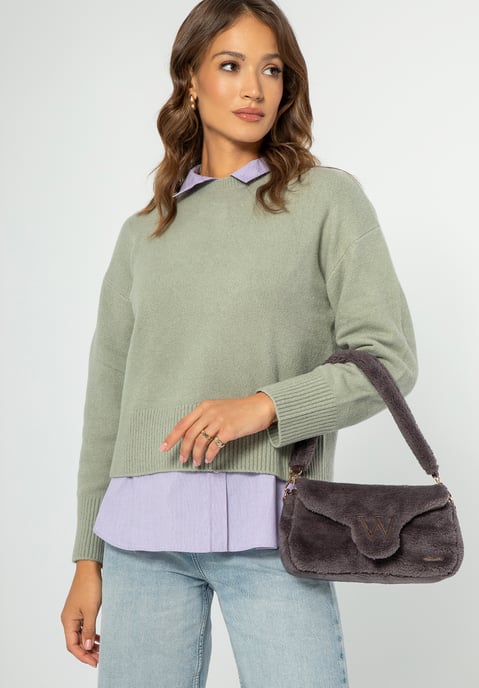 Wittchen Damen-Umhängetasche mit Fellbesatz, taupe, Polyester - Image 4