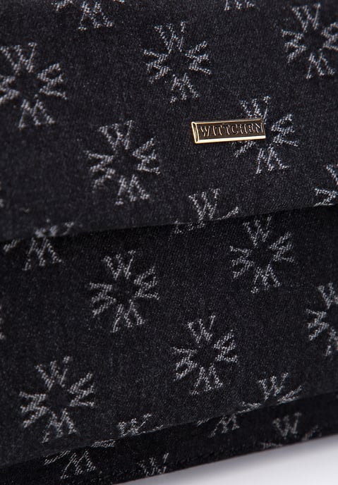 Wittchen Damen-Umhängetasche aus Denim mit Monogramm, schwarz - Image 3