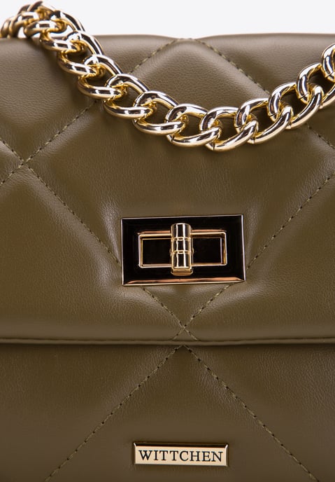 Wittchen Damenhandtasche, gesteppt mit Quadraten an einer Kette, klein, grün - Image 3