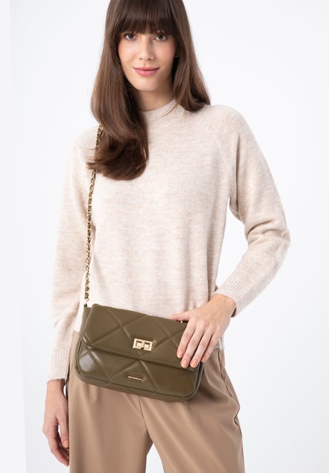 Wittchen Damenhandtasche, gesteppt mit Quadraten an einer Kette, klein, grün - Image 4