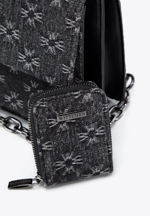 Wittchen Damen Monogramm Denim Messenger Bag Klein Grau Baumwolle - Image 3