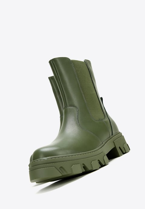 Wittchen Damen-Plateau-Stiefel aus Leder, Grün, Naturleder - Image 5