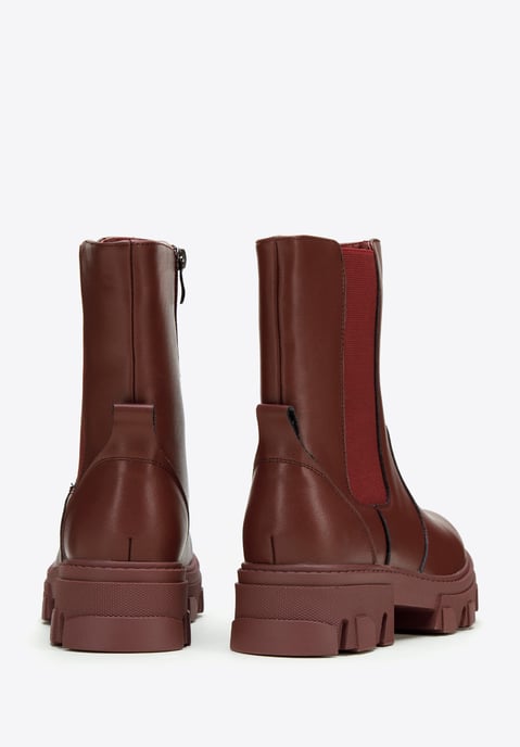 Wittchen Damen-Chelsea-Boots aus Leder mit Plateau, Kirschrot, Naturleder - Image 3