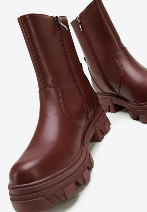 Wittchen Damen-Chelsea-Boots aus Leder mit Plateau, Kirschrot, Naturleder - Image 5