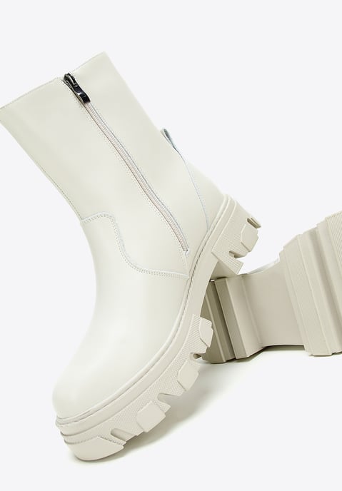 Wittchen Damen-Chelsea-Boots aus Leder mit grau-beigem Plateau - Image 6
