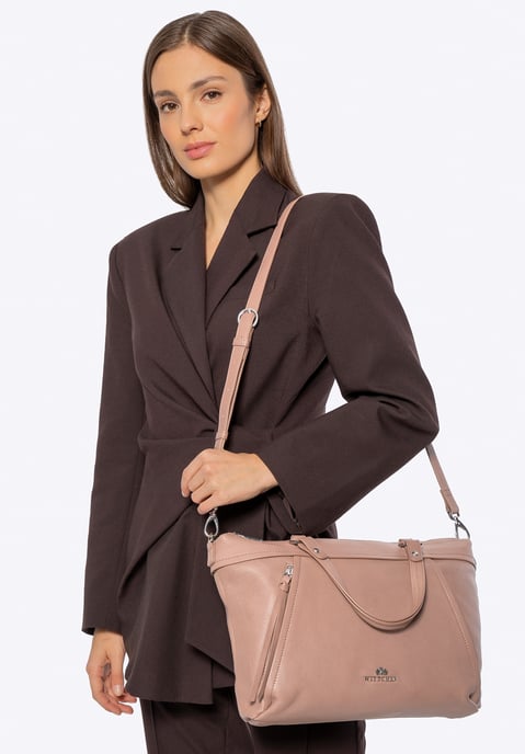 Wittchen Damen-Laptoptasche aus Leder, 15 Zoll, mit Quaste, Beige, Naturleder - Image 2