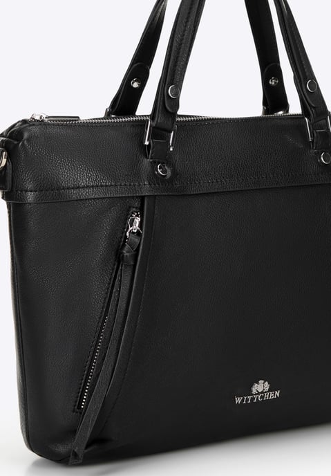 Wittchen Damen-Laptoptasche aus Leder, 15 Zoll, mit Quaste, Schwarz, Naturleder - Image 3