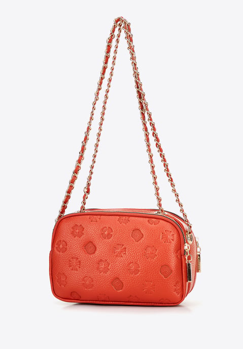 Wittchen Damen-Umhängetasche aus Leder mit Kette, Orange, Naturleder - Image 3