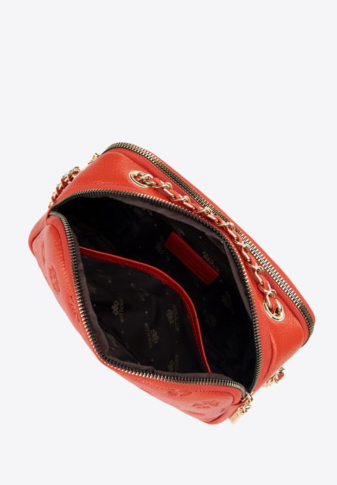 Wittchen Damen-Umhängetasche aus Leder mit Kette, Orange, Naturleder - Image 5