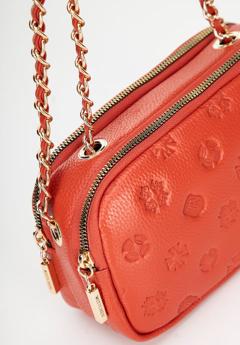 Wittchen Damen-Umhängetasche aus Leder mit Kette, Orange, Naturleder - Image 6