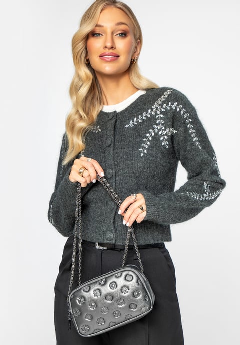 Wittchen Damen-Umhängetasche aus Leder mit silberner Kette - Image 6