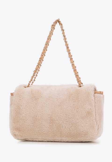 Wittchen Damen-Umhängetasche mit Fellbesatz, Creme, cremefarbenes Polyester - Image 2