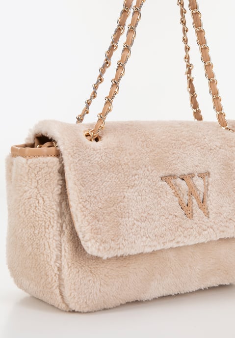 Wittchen Damen-Umhängetasche mit Fellbesatz, Creme, cremefarbenes Polyester - Image 4