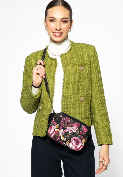 Wittchen Damen-Umhängetasche aus Jacquard und Kunstleder, schwarz und rosa - Image 4