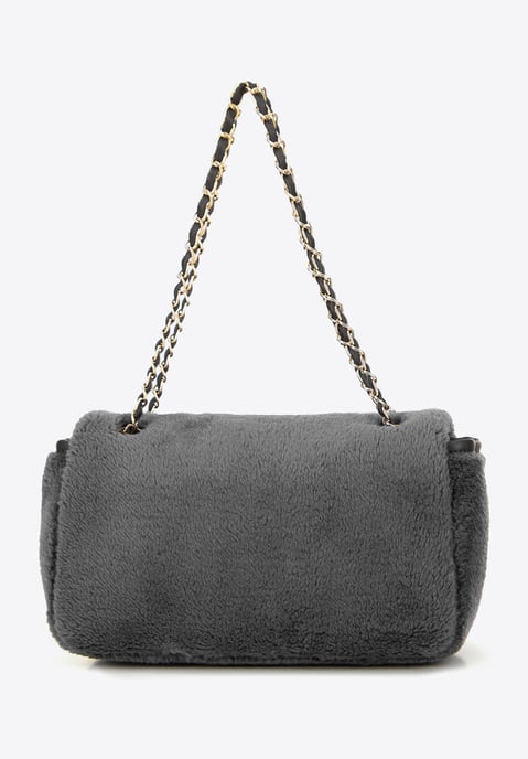 Wittchen Damen-Umhängetasche mit Fellbesatz, Grau, Graues Polyester - Image 2