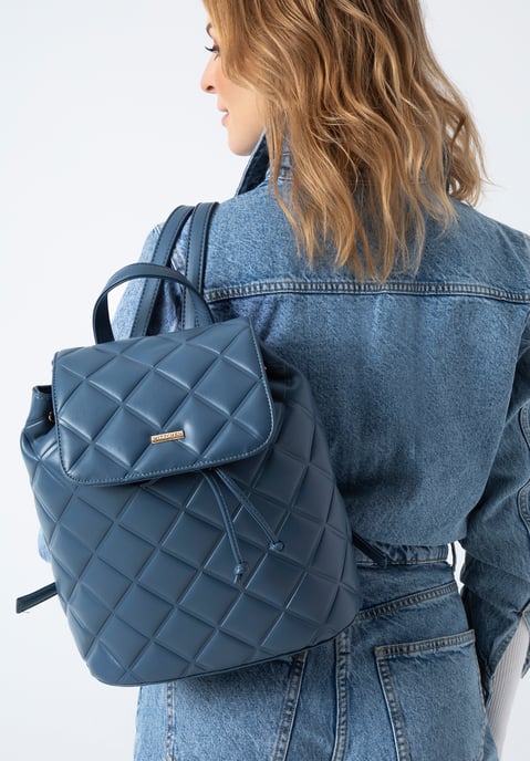 Wittchen Damen-Rucksack aus geometrisch gestepptem Öko-Leder, dunkelblau - Image 4
