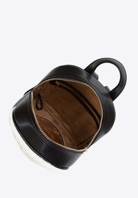 Wittchen Damenrucksack mit Kunstfellfront, Schwarz und Creme, Öko-Leder - Image 2