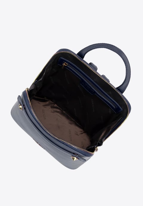 Wittchen Damen-Lederrucksack, trapezförmig, marineblau, Naturleder - Image 3