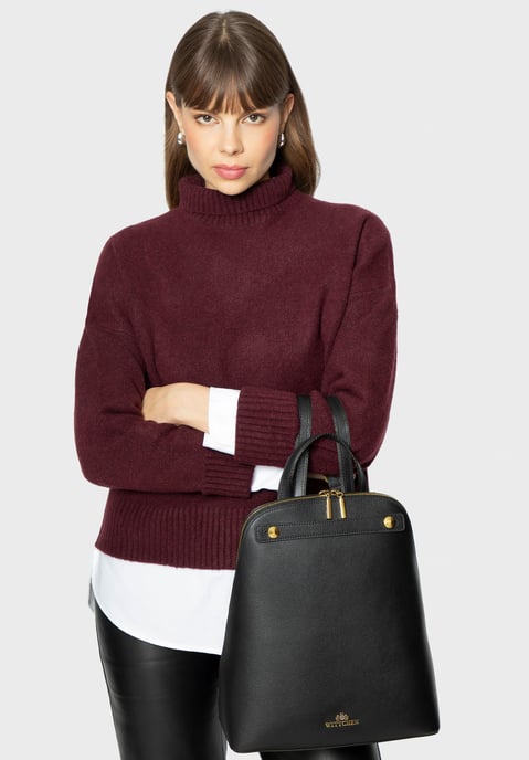 Wittchen Damen-Lederrucksack, trapezförmig, Schwarz, Naturleder - Image 1