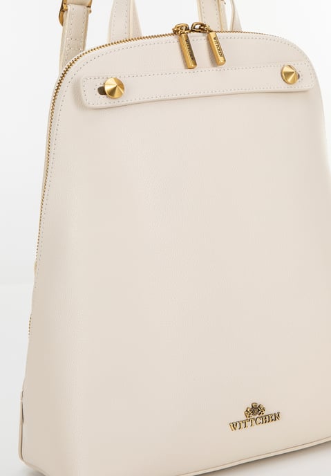 Wittchen Damen-Lederrucksack, trapezförmig, cremefarben, Naturleder - Image 4