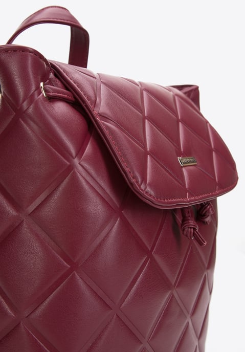 Wittchen Damen-Rucksack aus geometrisch gestepptem Öko-Leder, Kirsche - Image 3