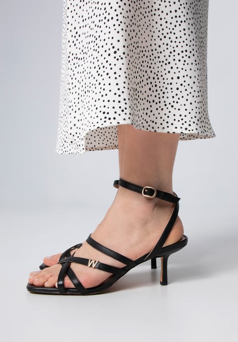 Wittchen Damen-Ledersandalen mit Riemchen und hohem Absatz, Schwarz, Naturleder - Image 1