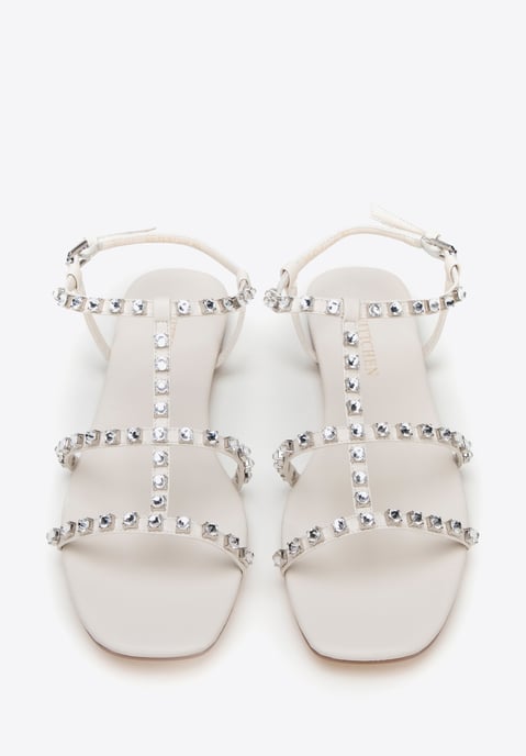 Wittchen Damen-Ledersandalen mit Kristallen, Creme, Naturleder - Image 2