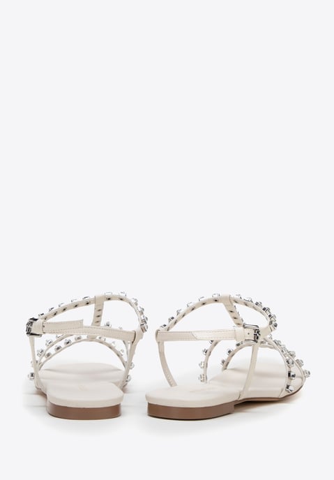 Wittchen Damen-Ledersandalen mit Kristallen, Creme, Naturleder - Image 3
