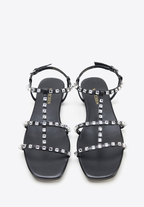 Wittchen Damen-Ledersandalen mit Kristallen, schwarzes Naturleder - Image 2