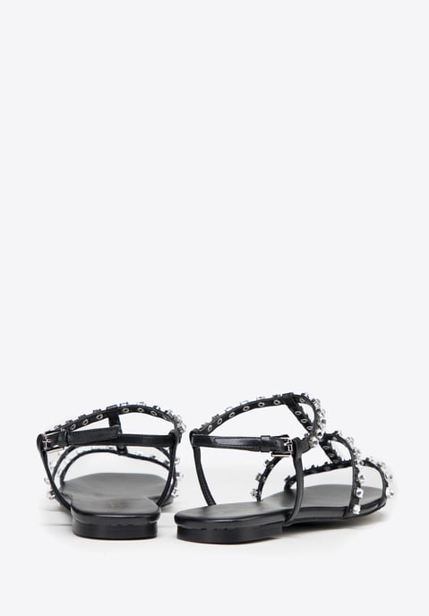 Wittchen Damen-Ledersandalen mit Kristallen, schwarzes Naturleder - Image 3