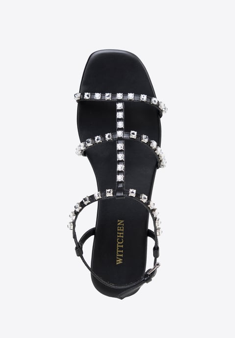 Wittchen Damen-Ledersandalen mit Kristallen, schwarzes Naturleder - Image 4
