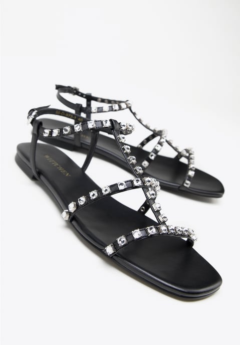 Wittchen Damen-Ledersandalen mit Kristallen, schwarzes Naturleder - Image 6