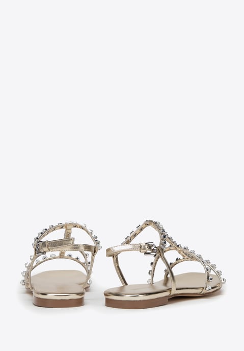 Wittchen Damen-Ledersandalen mit Kristallen, Gold, Naturleder - Image 3