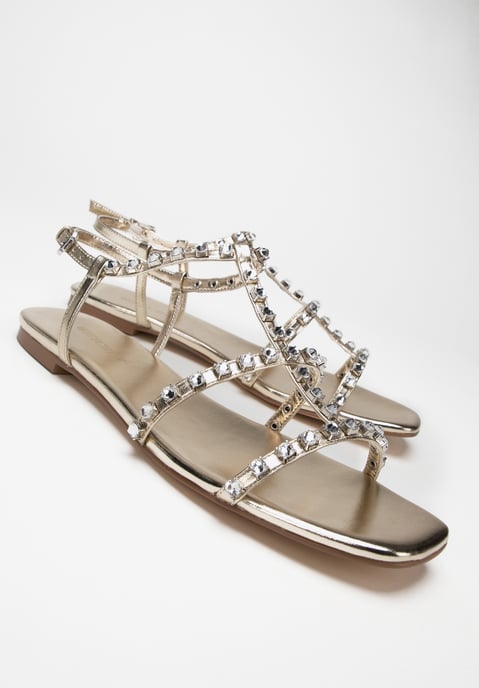 Wittchen Damen-Ledersandalen mit Kristallen, Gold, Naturleder - Image 6