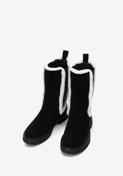 Wittchen Damen-Chelsea-Boots aus Wildleder mit Kunstfellbesatz, Schwarz - Image 1