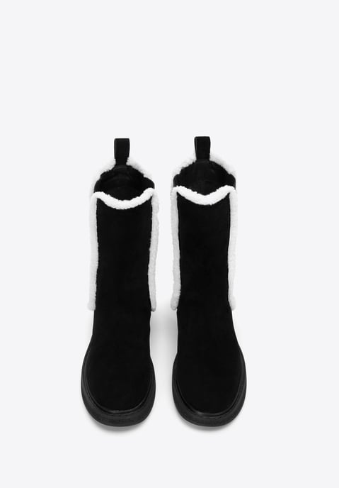 Wittchen Damen-Chelsea-Boots aus Wildleder mit Kunstfellbesatz, Schwarz - Image 2