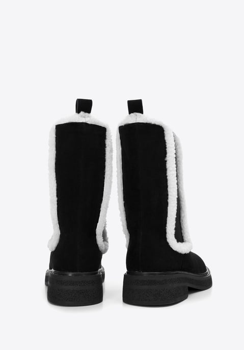 Wittchen Damen-Chelsea-Boots aus Wildleder mit Kunstfellbesatz, Schwarz - Image 3