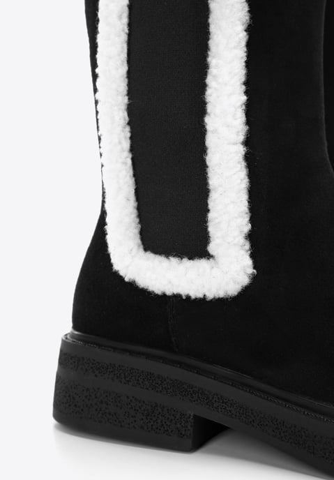 Wittchen Damen-Chelsea-Boots aus Wildleder mit Kunstfellbesatz, Schwarz - Image 5
